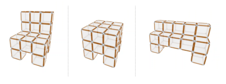 图注：立方体从椅子重构为桌子、沙发