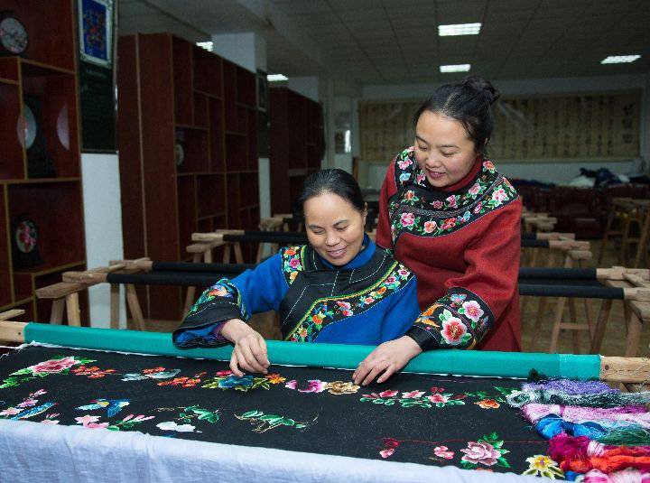 国潮兴文化行丨全国人大代表松桃苗绣传承人石丽平鸽子花得到了世界的