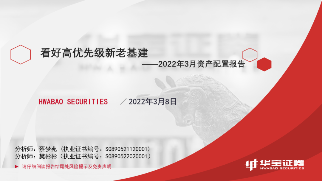 “看好高优先级新老基建——2022年3月资产配置报告