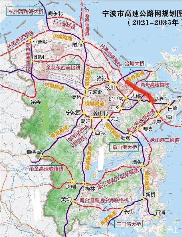 红色粗线部分为g9221杭甬高速威海路至柴桥段