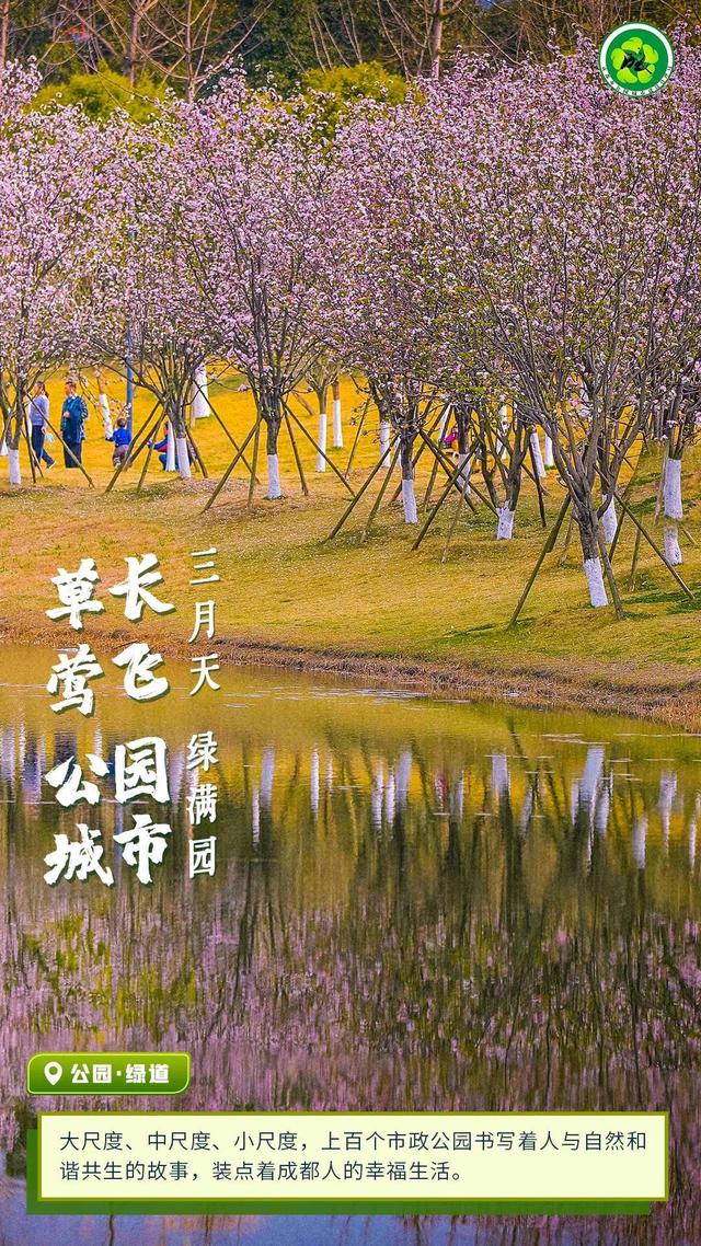 草长莺飞三月天一组海报看公园城市绿满园