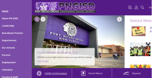 （圖為該學校官方網站主頁截圖）