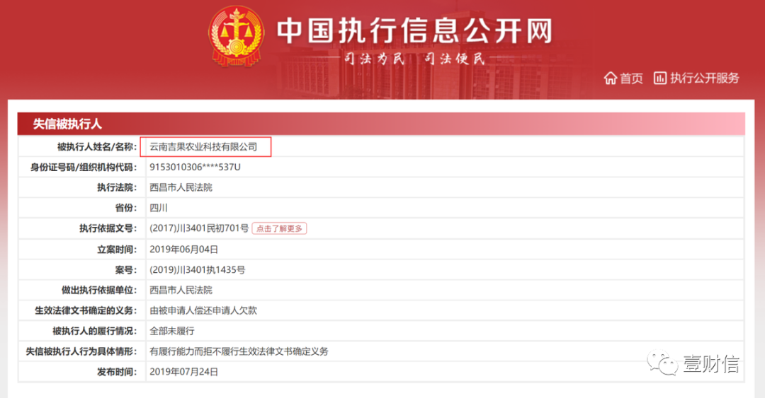 （截图源片中国执行信息公开网）