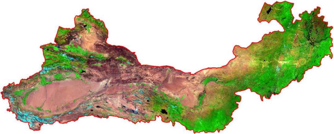  三北防护林工程区域遥感影像图(数据来源:landsat,成像时间