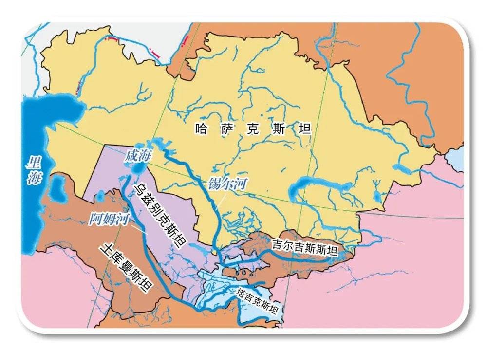 中亚河流湖泊分布图图片