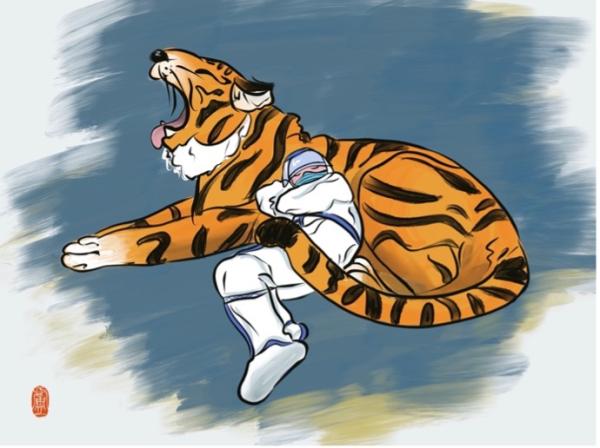 老虎核酸卡通图图片