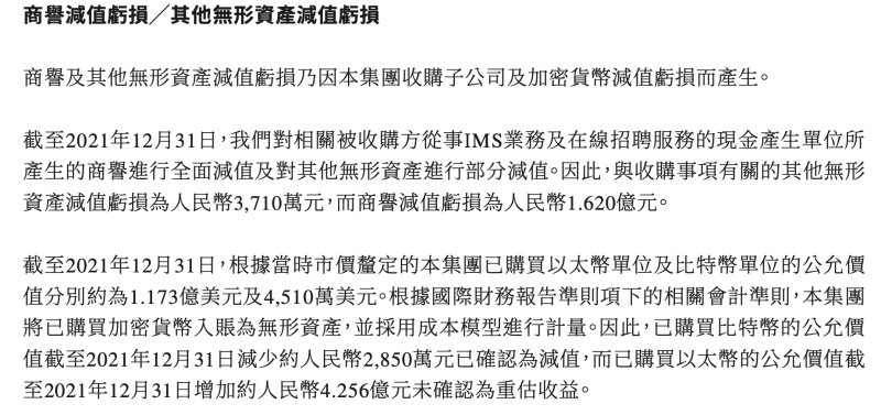 美图2021年亏损扩大，投资比特币致资产减值2850万元，购买以太币浮盈4亿未确认为重估收益