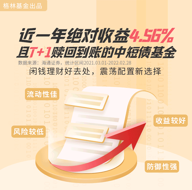 “近一年绝对收益4.56%的中短债，闲钱理财好去处！