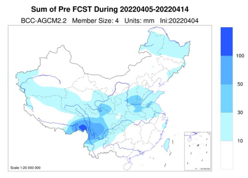 资料来源：中国气象局国家气候中心，中金研究院 说明：图中数据为累计降水量预测