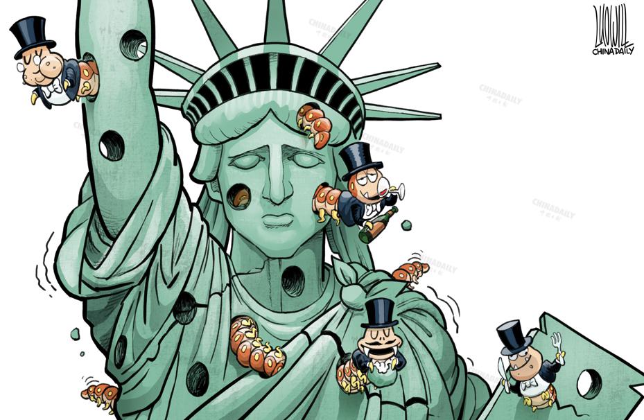 美国自由民主早已被利益集团蛀蚀的千疮百孔.