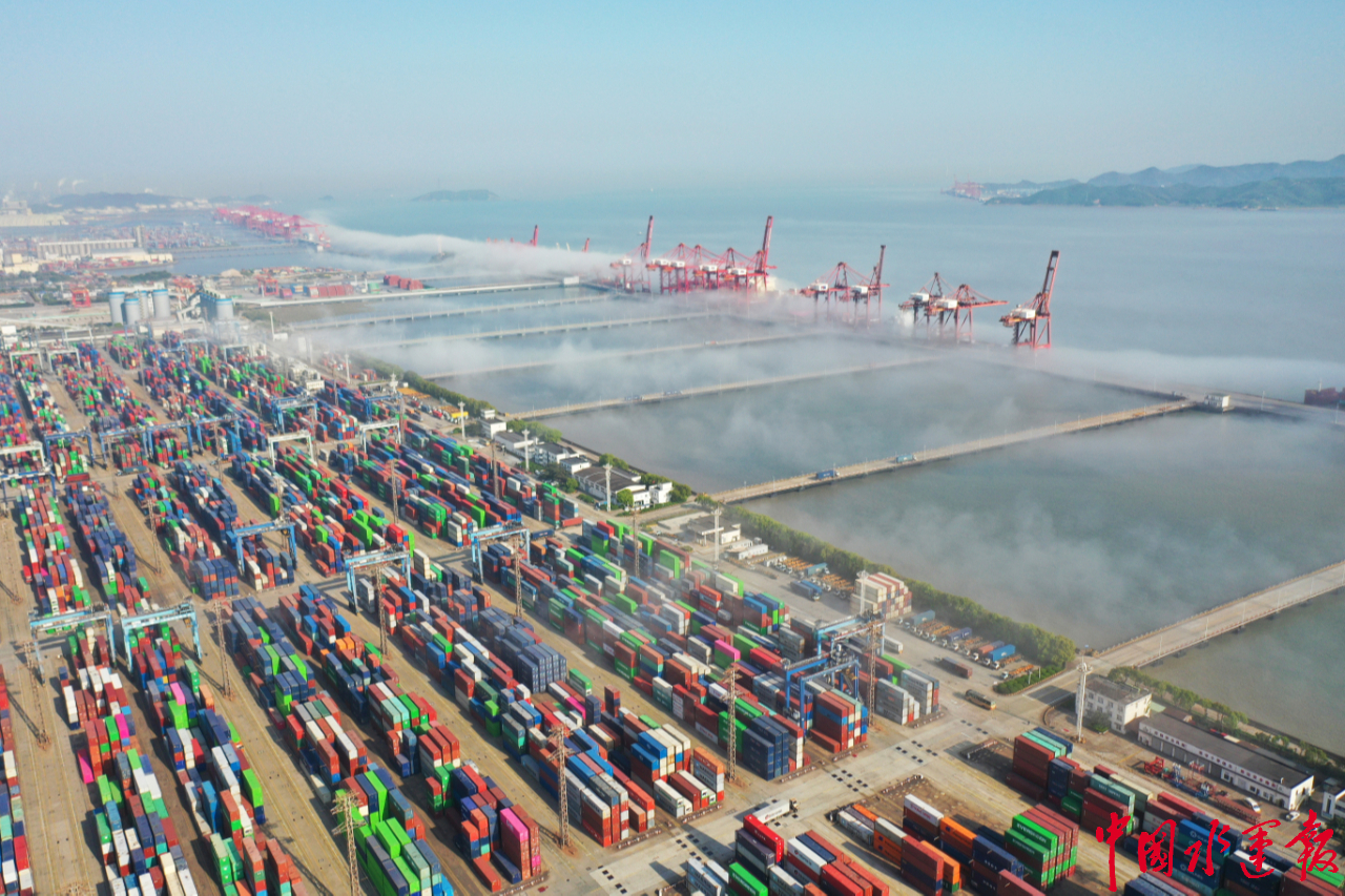 宁波舟山港北仑港区集装箱码头作业场景. 卢小洲/摄