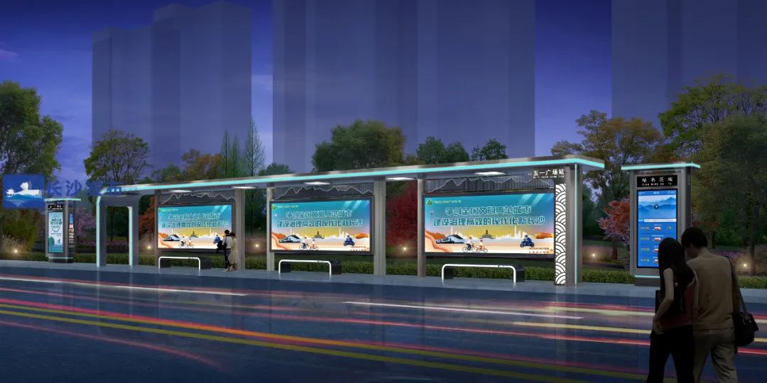 (常规样式公交车站效果图)