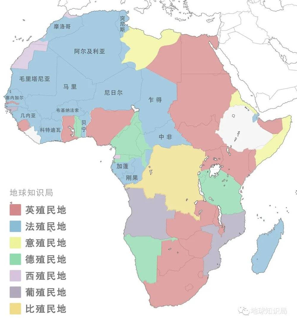 在疾病面前,实在无力深入内陆(图1,1857年非洲状况,图2,20世纪初非洲