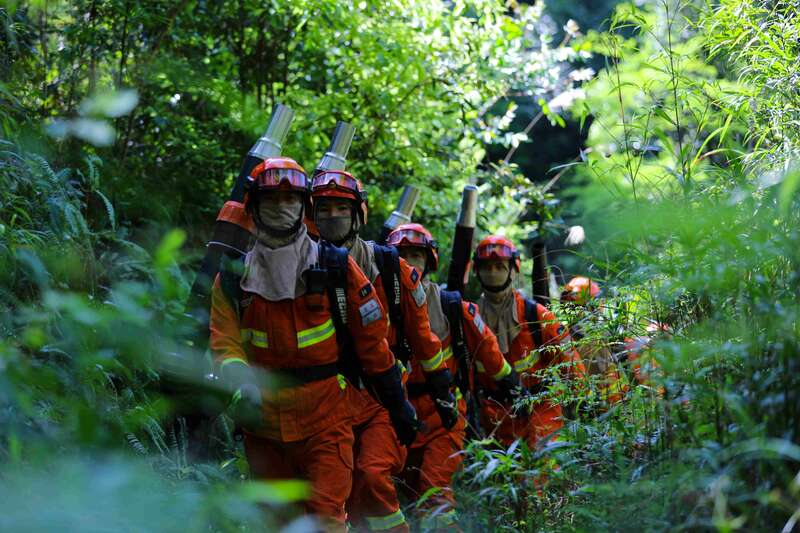 福建省森林消防总队龙岩支队漳州大队森林消防员携装巡护.李袁辉闵 