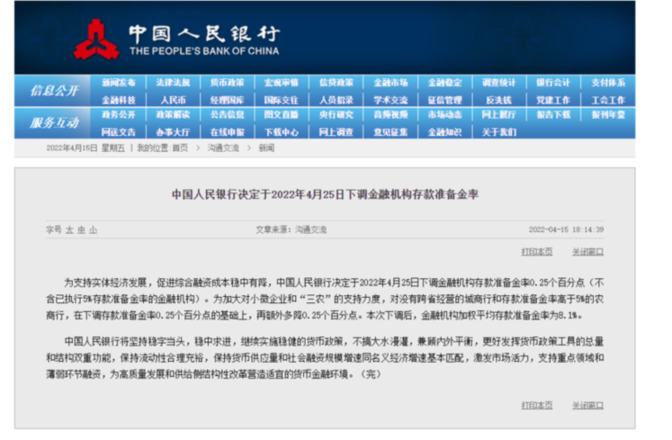中国人民银行官网截图