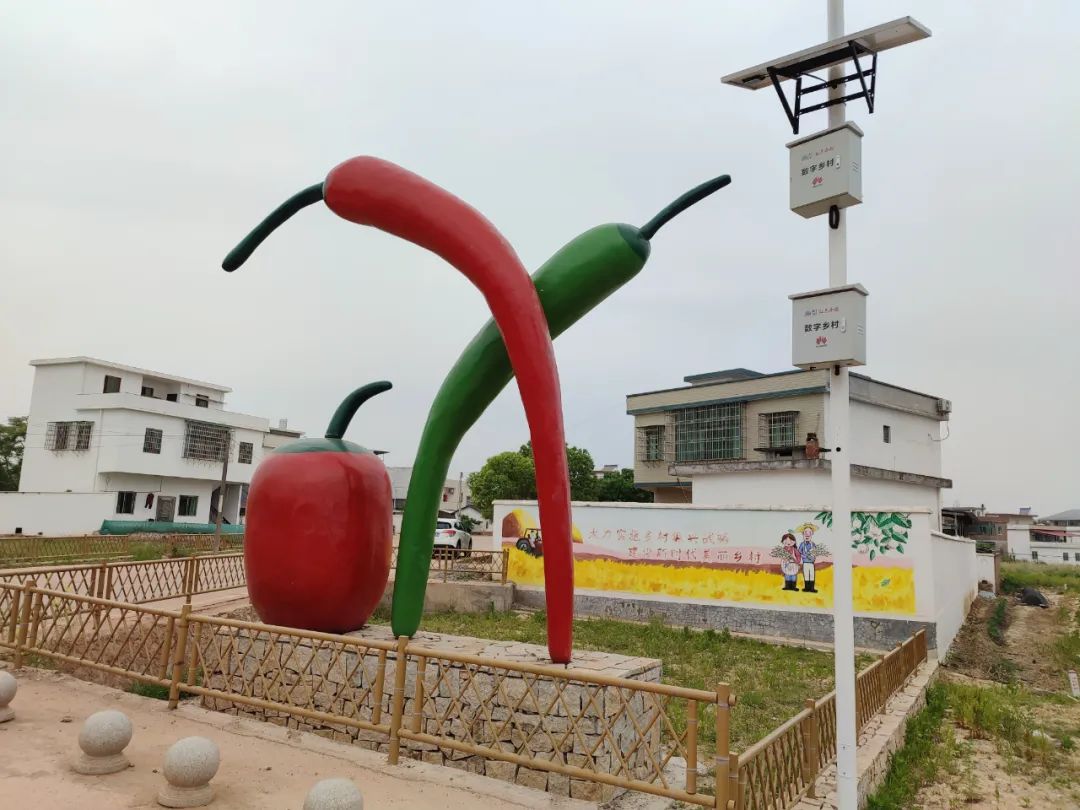 湖口镇长市村特色蔬菜产业基地的大型辣椒模型.