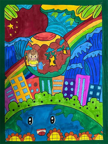 世界地球日画出多样的美好未来