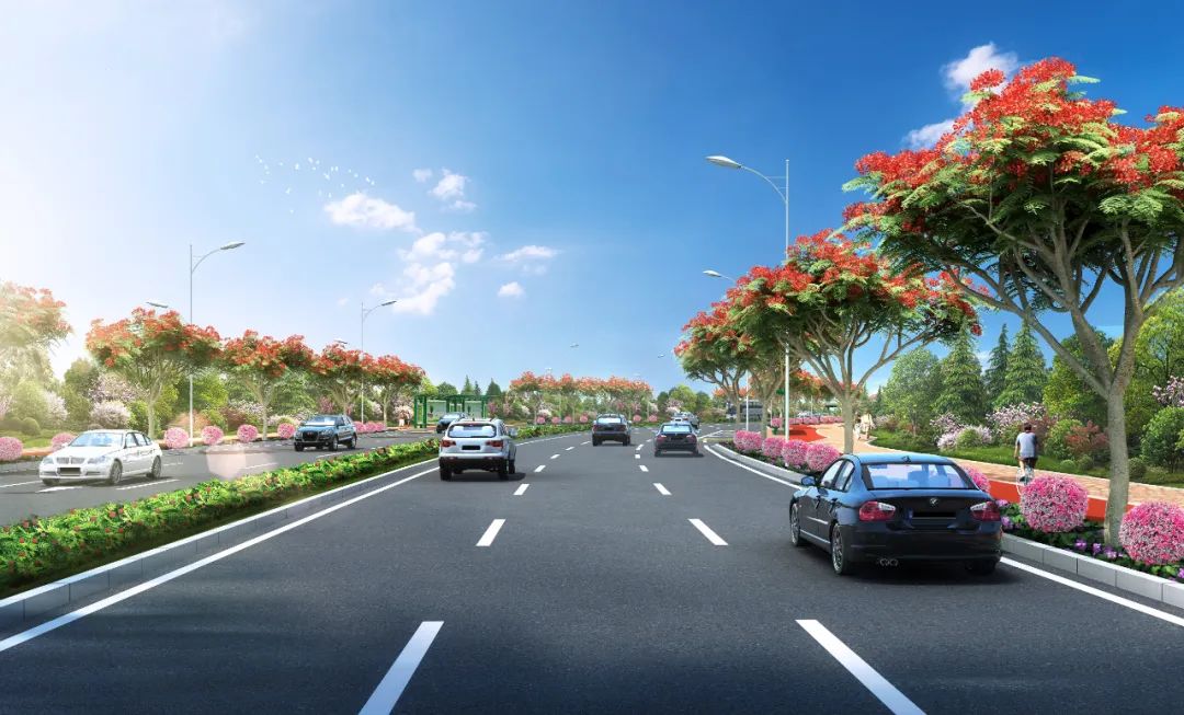 新安路双向6车道建成后效果图