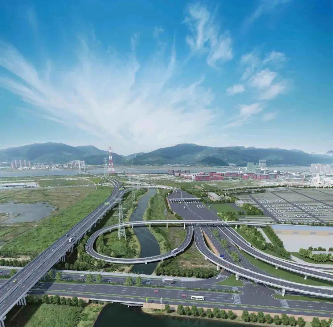 六横公路大桥梅山互通效果图