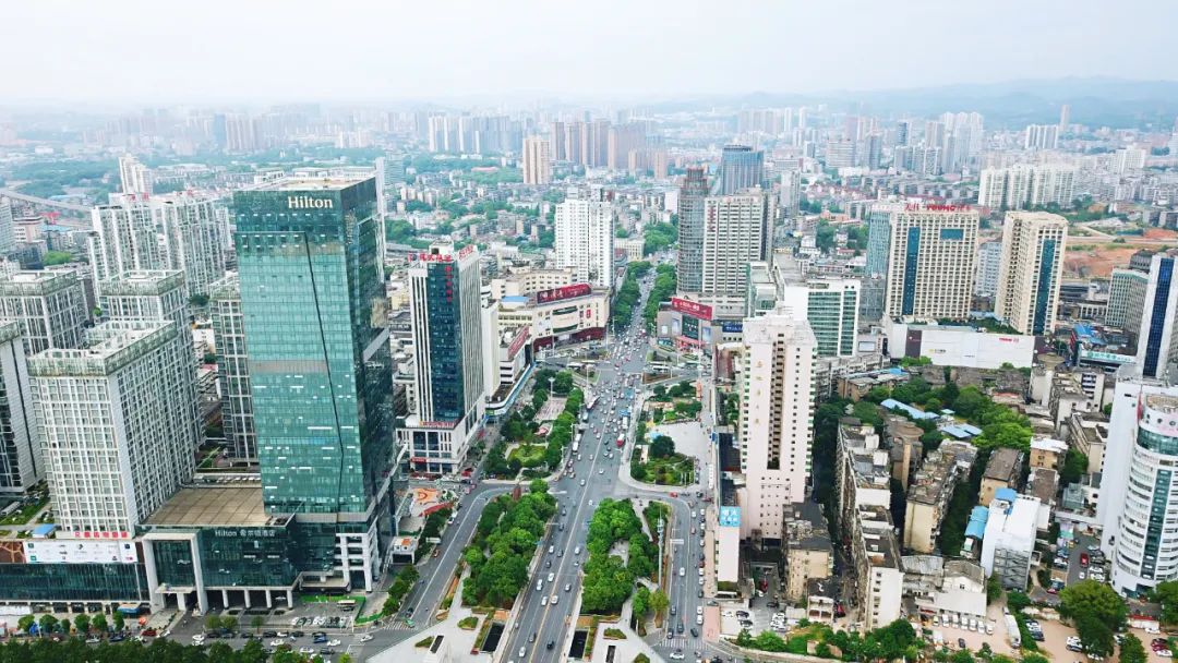 航拍株洲中心广场一带.(摄影/胡俊)