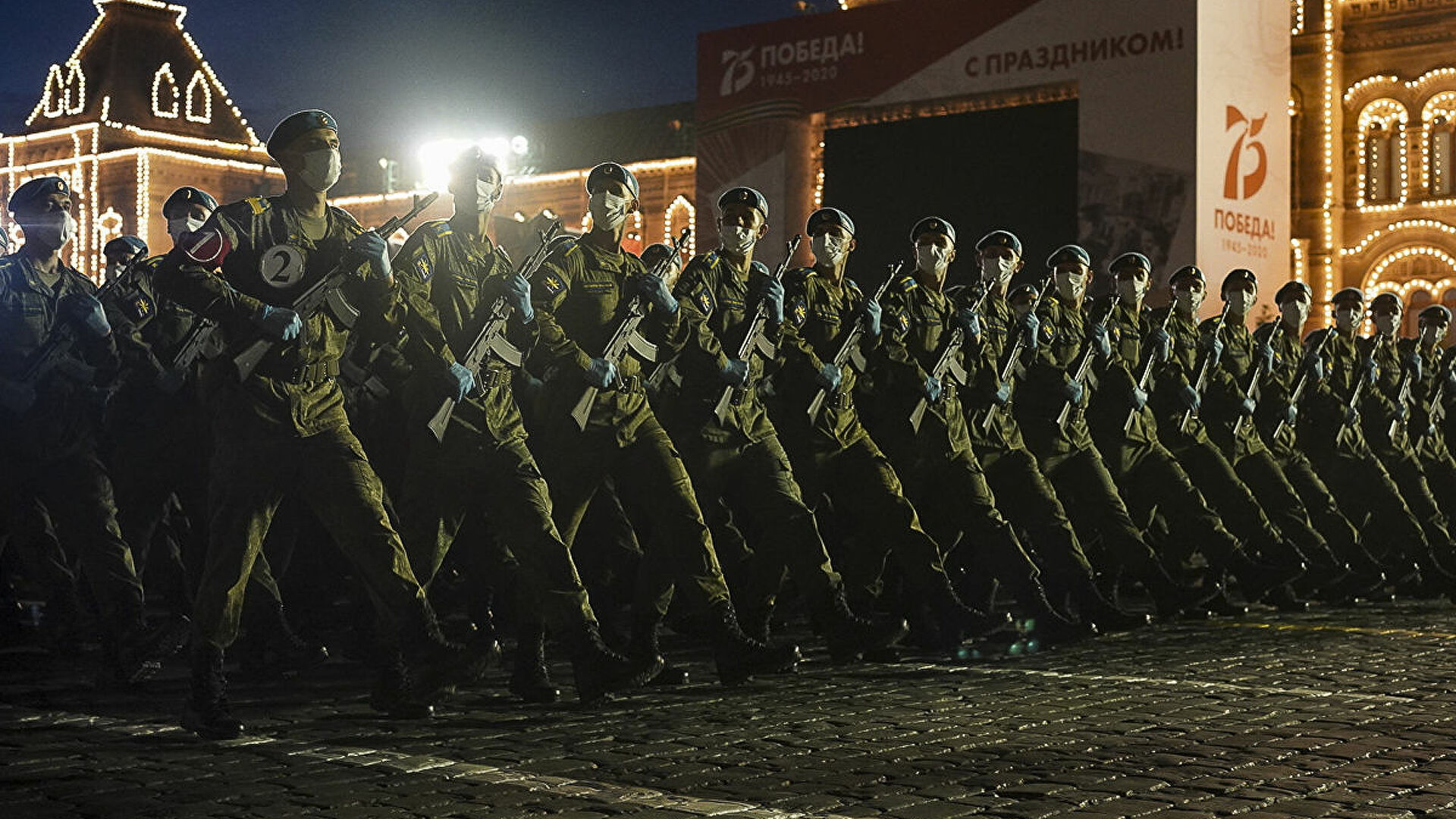 莫斯科红场举行卫国战争胜利日阅兵的方队徒步训练（俄罗斯国防部）