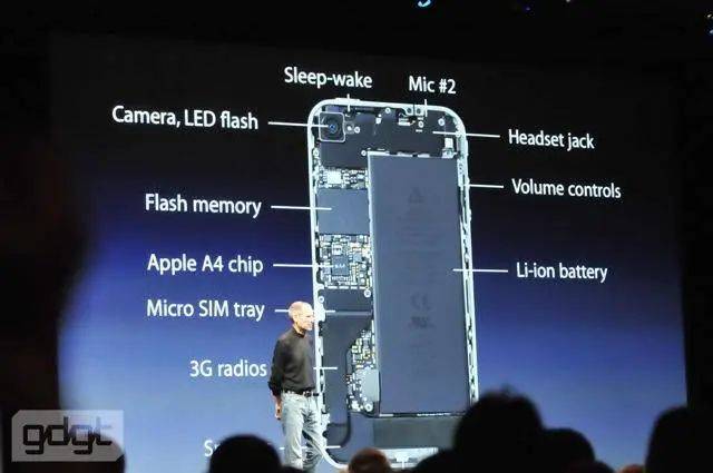 iPhone 4 拆解。图片来自：gdgt