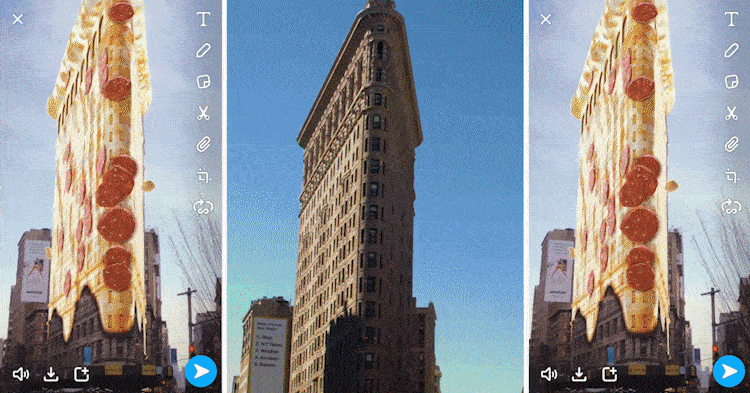 Snapchat 基于地理位置的 AR 特效 图片来源：Snap