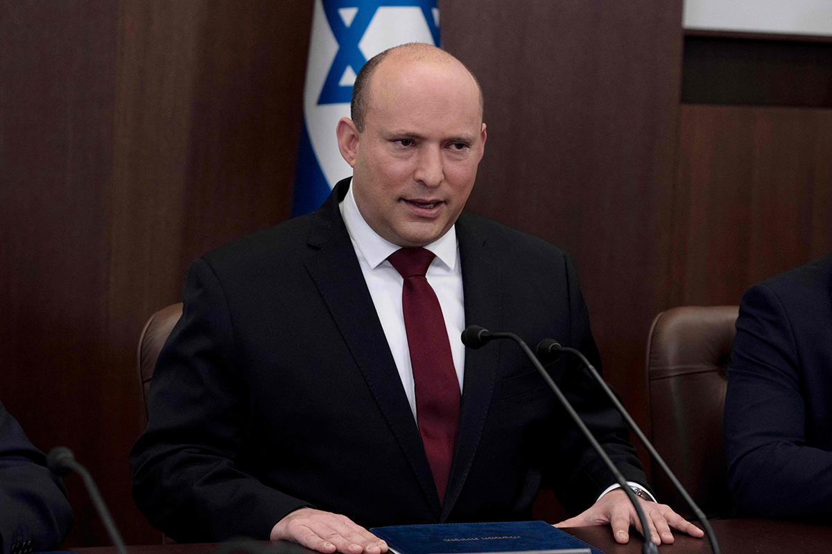 当地时间2022年3月20日,以色列耶路撒冷,以色列总理贝内特召开每周