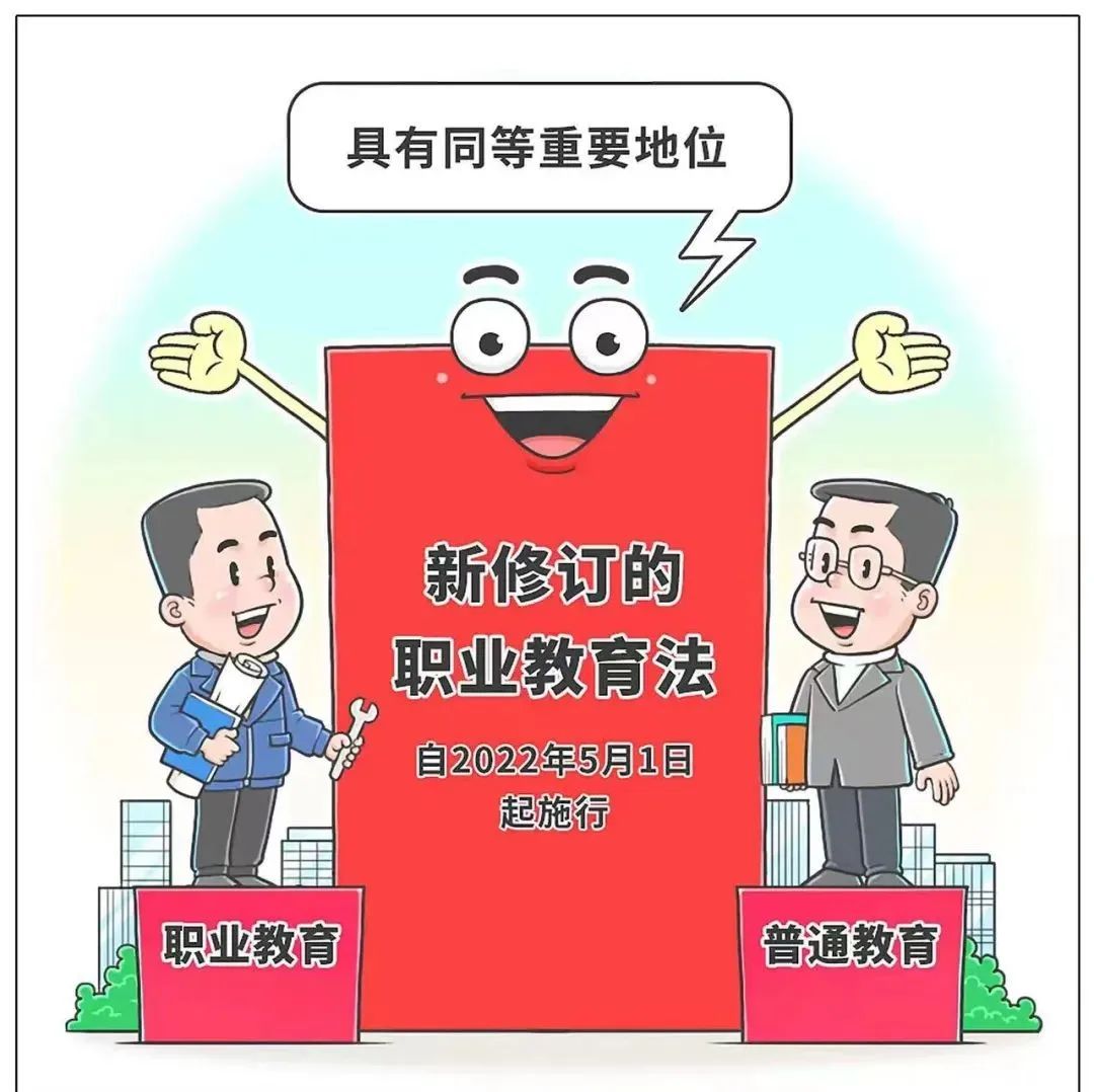 4月20日,新修订的《职业教育法》出台,明确职业教育与普通教育同等