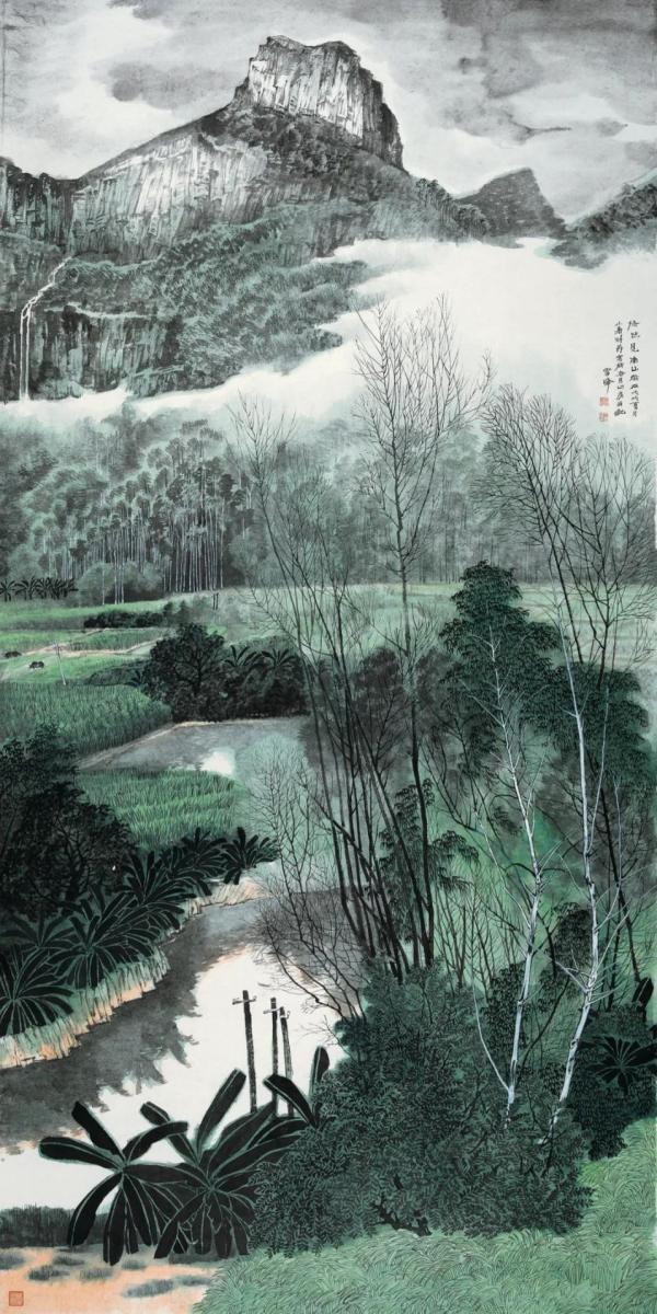 孟丽作品《村支书》(布面油画).