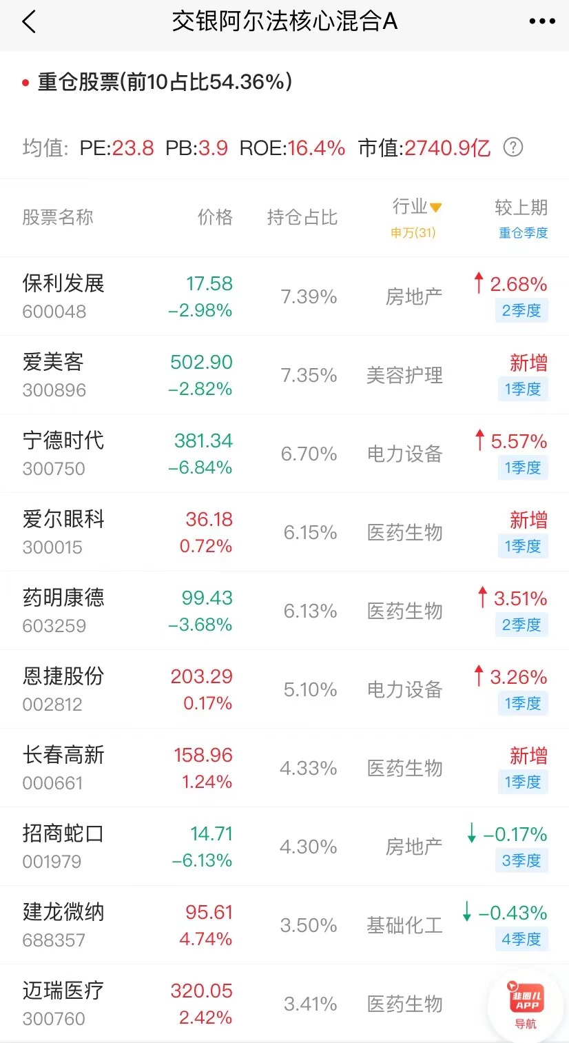 “何帅重仓了新能源与CXO