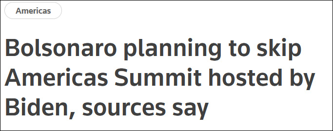 路透社：消息人士称，博索纳罗计划不出席美洲峰会