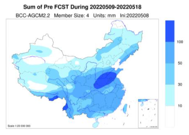 资料来源：中国气象局国家气候中心，中金研究院说明：图中数据为累计降水量预测