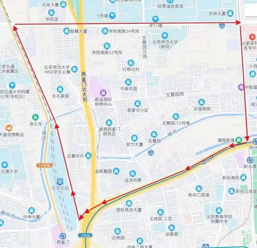 北太平庄街道临时管控四至示意图