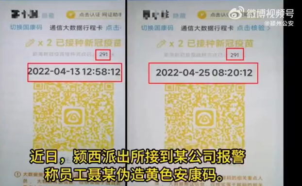 聂某提供的截图显示：4月13日、4月25日，其距离疫苗接种完成均为已过291天而露出破绽