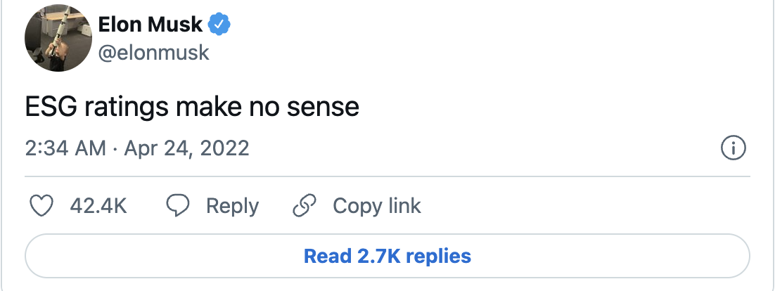 人物|“魔鬼的化身”！马斯克抨击企业ESG评分标准