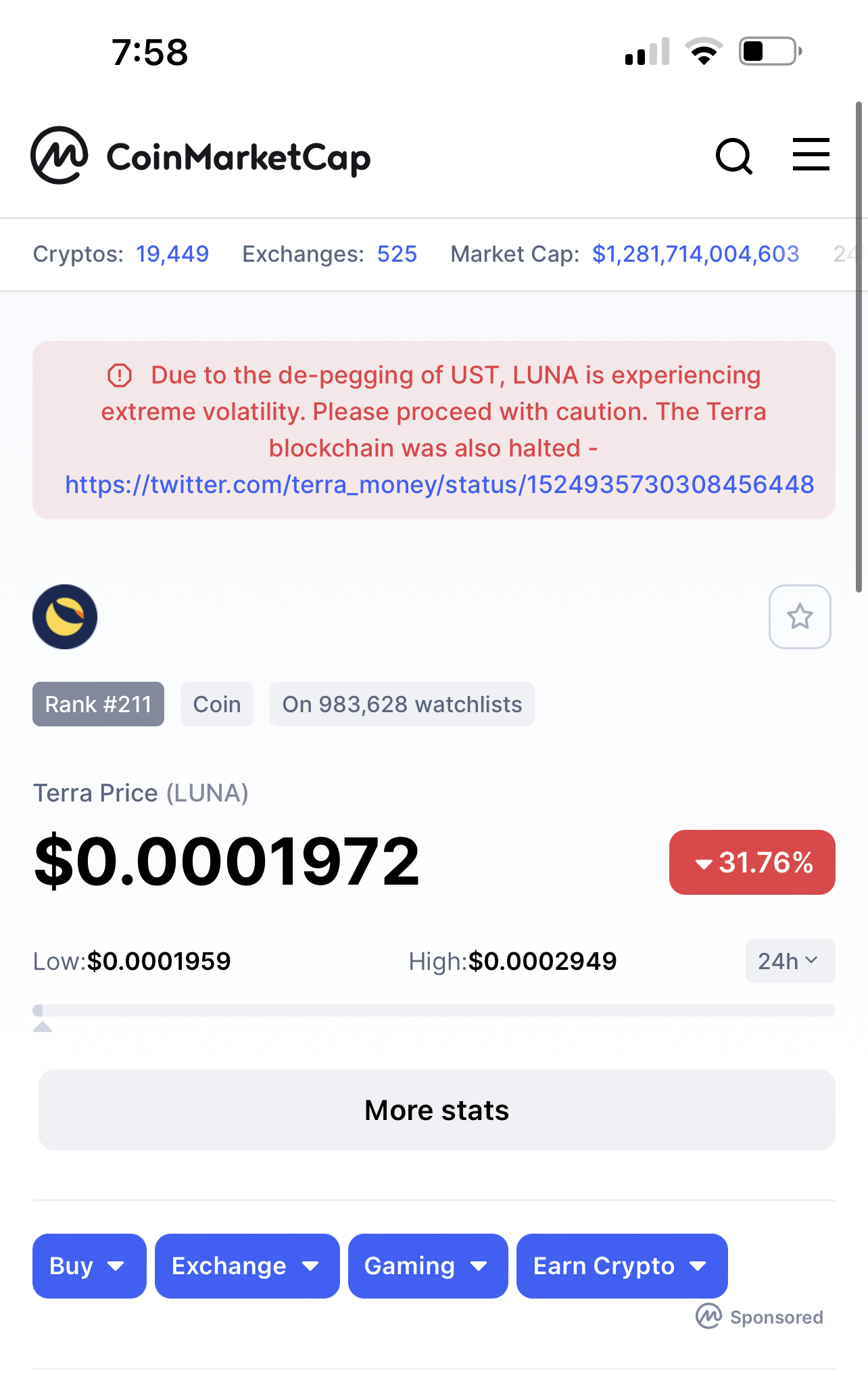 一夜归零！LUNA币暴跌全复盘，投资者：眼睁睁看90万变700块