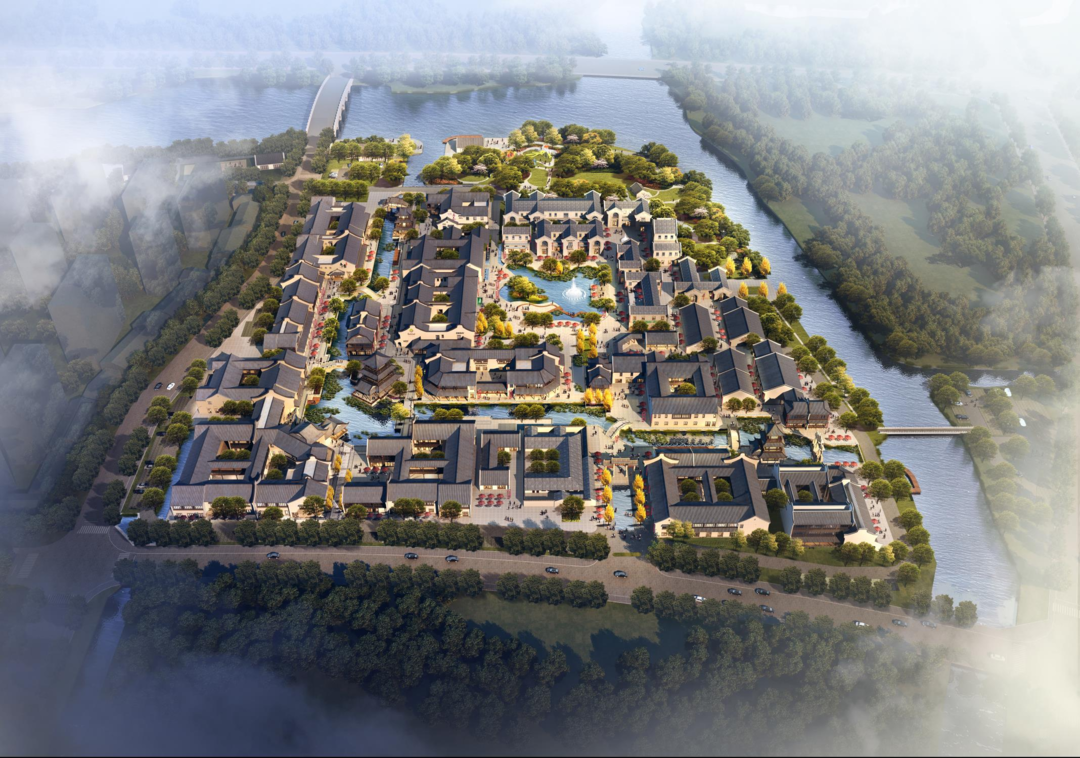 (茶山浦水街鸟瞰效果图)