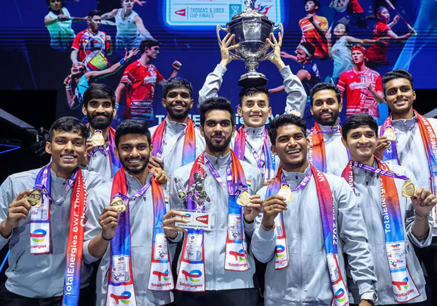 印度羽毛球男队爆冷首夺汤姆斯杯