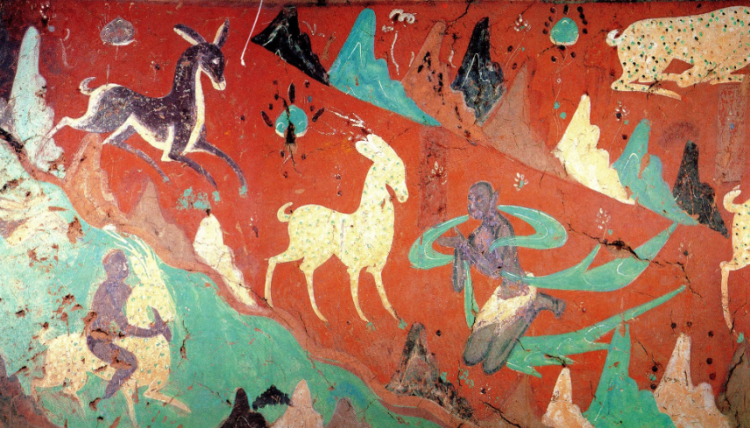鹿王本生图（左），图源：Google艺术与文化