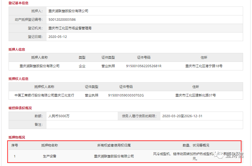 （截图来自人行征信中心动产融资统一登记公示系统）