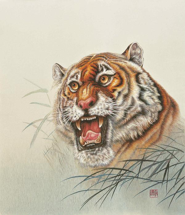 湘绣《雄风》 作者:邬建美