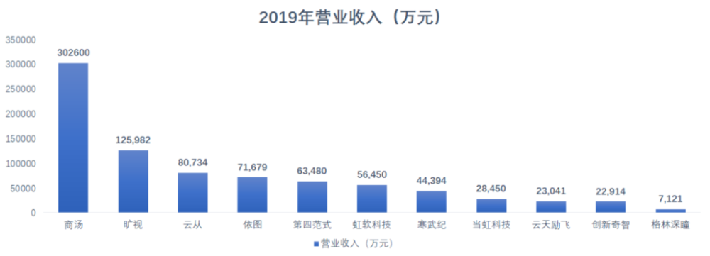 图：2019年AI公司收入（部分数据由于版本不同，可能有差异出入），来源：Cowgirl制作