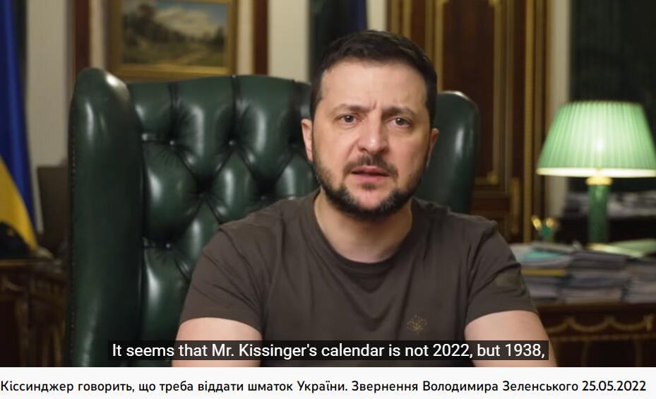 乌克兰总统泽连斯基当地时间25日发表讲话点名抨击基辛格