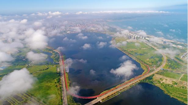 荣成市樱花湖体育公园航拍图.受访者供图