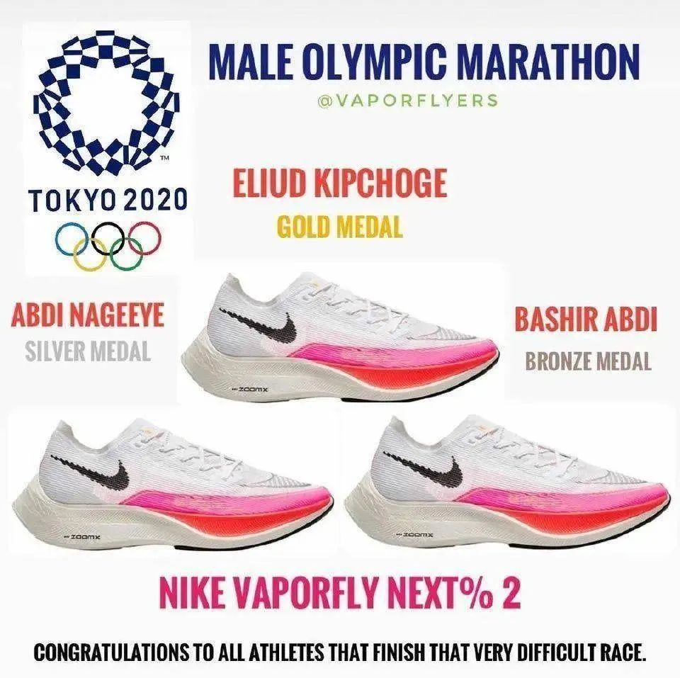 ▲东京奥运会男子马拉松前三名上脚鞋款，图片来源：Instagram