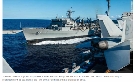 2016年“环太平洋军事演习”的场景。来源：CNN报道截图