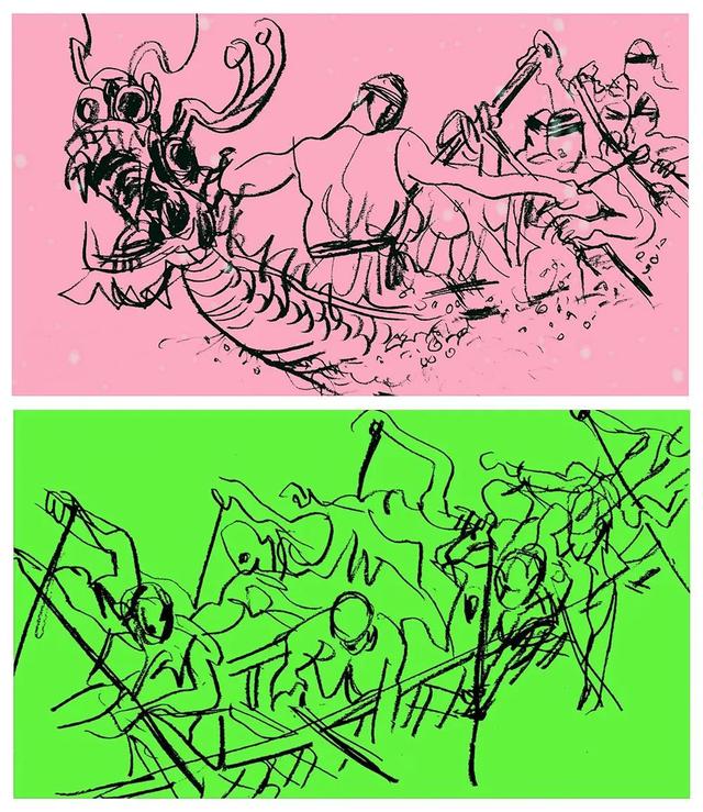 王冠英《龙舟竞渡》速写桑麒康《又到端午粽子飘香时》连环画张渭人