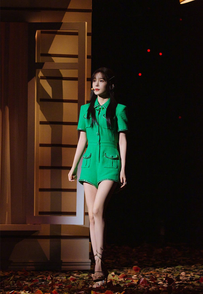 赵樱子乘风破浪第三季舞台好绝绿裙清新脱俗气质满分