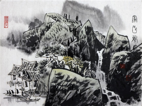 张廷禄作品《家山秋泉》白雪石清华美院教授,画家,教育家"白派山水"